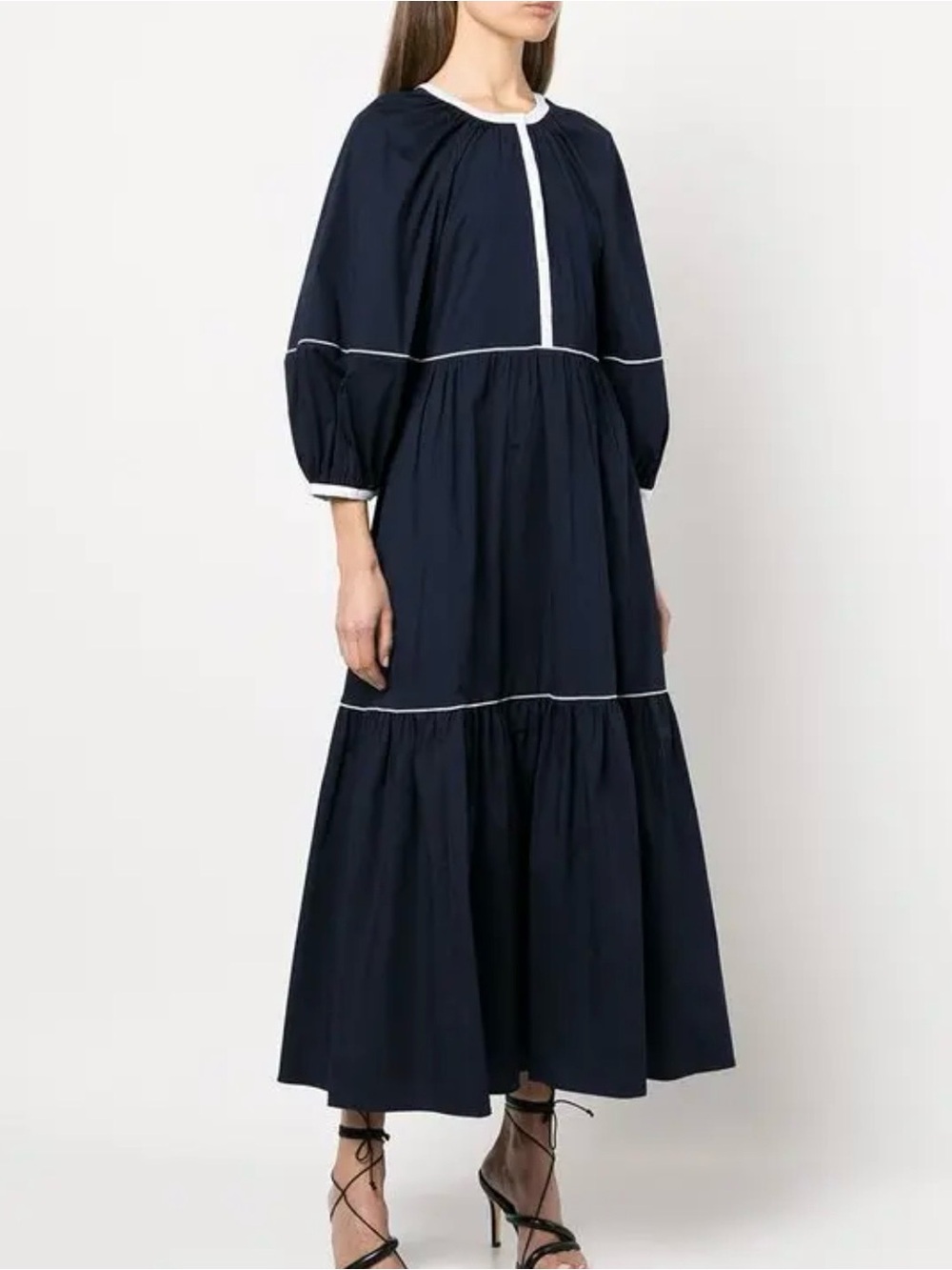 STAUD Navy Demi Flared Maxi Dress size Small